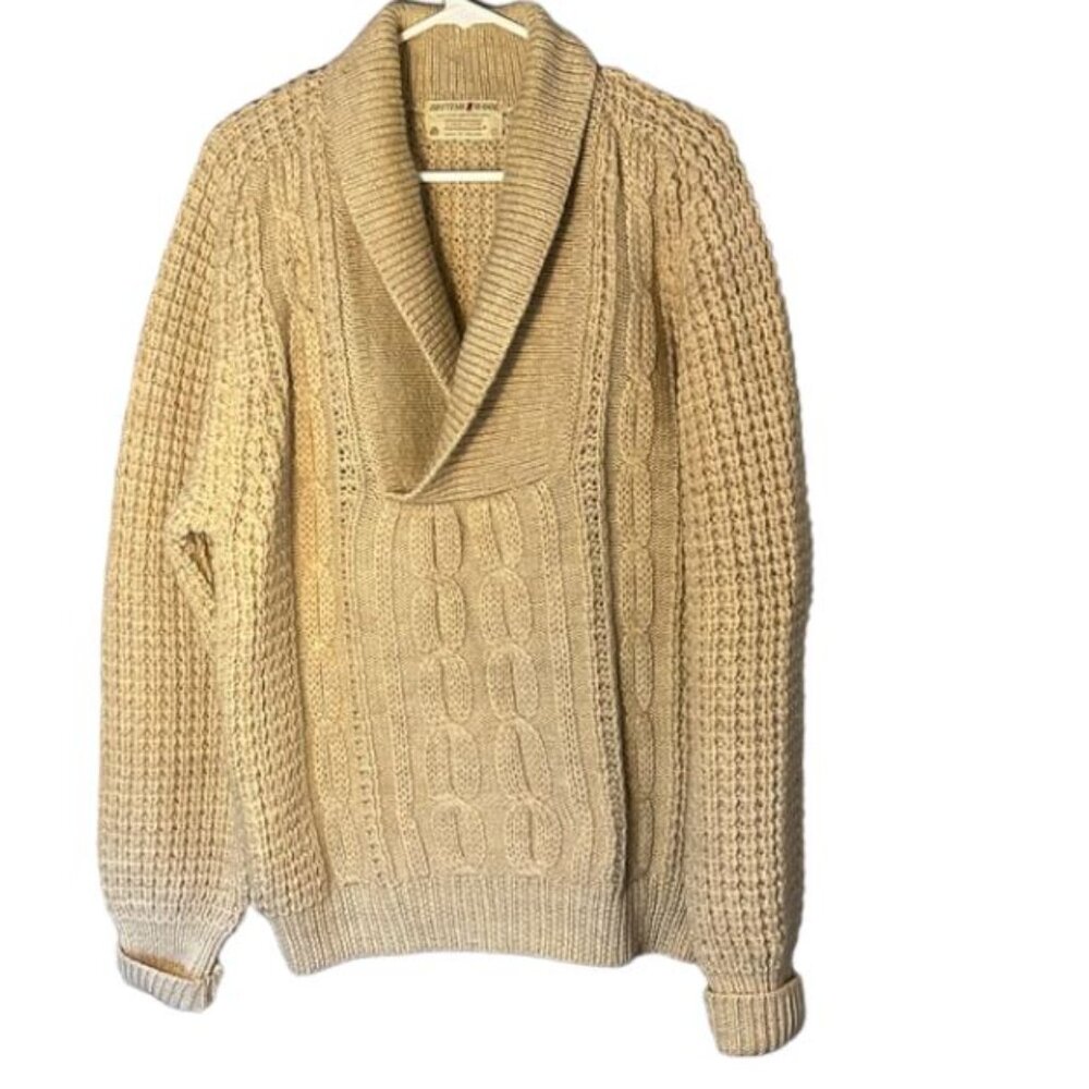 Vintage Jeff Lord British Wool fishermen pullover sweater - Size L - cableknit